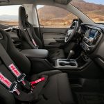 The 2+2 interior of the Chevrolet Colorado ZH2 fuel cell electric vehicle features Recaro seats.